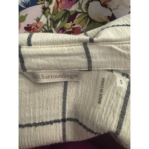 Soft Surroundings Windowpane Plaid/ Floral‎ Tunic Shirt Top Blouse Duster Small - Picture 11 of 12